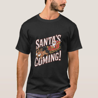 T-shirt Vêtements de Noël avec Père Noël et Reindeer