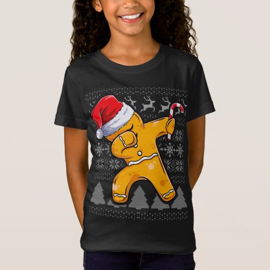 T-Shirt Vêtements de Noël moche, Cookie Dabbing Gin (Devant)