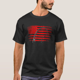 T-shirt Vêtements de pêche avec drapeau américain Pêche
