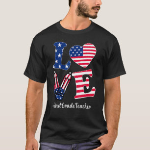 T-shirt Vêtements de professeur de 2e année Drapeau améric