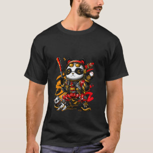 T-shirt Vêtements de rue rétro cool Baseball Panda et joue