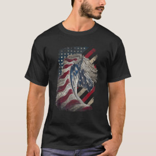 T-shirt Vêtements pour chevaux drapeau américain vintage