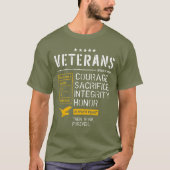 T-shirt Vétéran Courage Sacrifice Intégrité Honneur (Devant)