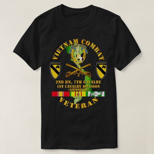 T-shirt Vétéran de la cavalerie de combat du Vietnam avec  (Design devant)