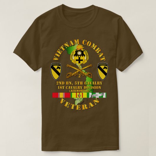 T-shirt Vétéran de la cavalerie de combat du Vietnam avec  (Design devant)