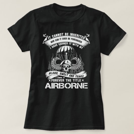 T-shirt Vétéran d'infanterie aéroportée mère ailes de saut (Design devant)