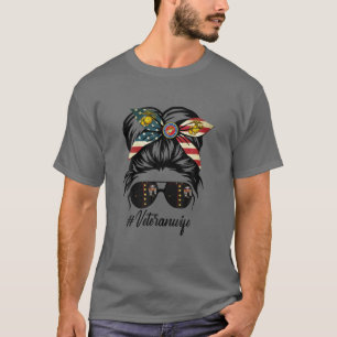 T-shirt Vétéran Femme Militaire Patriotique Message Bun Ch