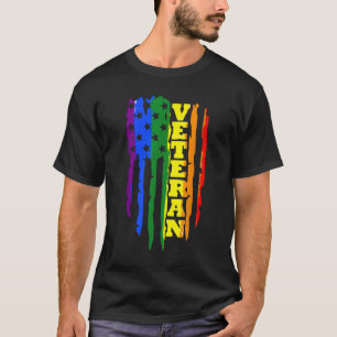 T-shirt Vétéran LGBT Gay pride Rainbow American Flag Milit