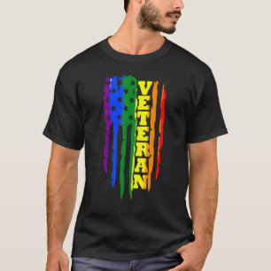 T-shirt Vétéran LGBT Gay pride Rainbow American Flag Milit