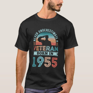 T-shirt Vétéran Né En 1955 70E Anniversaire Cadeaux Milita