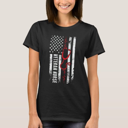T-shirt Veteran Nurse American Flag Veteran Nursing (Devant)
