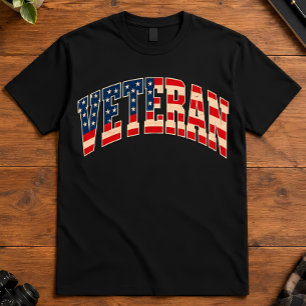 T-shirt Vétéran Typographie Drapeau Américain Patriotique