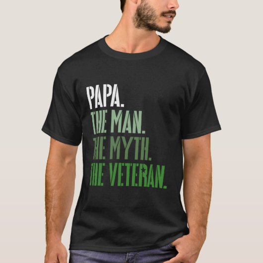 T-shirt Vétéran'S Day Papa The Man The Myth The Veteran Mi (Devant)