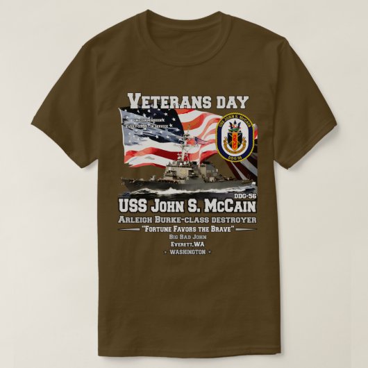 T-shirt Vétérans de destroyer USS John S McCain (Design devant)