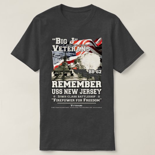 T-shirt Vétérans du navire de guerre US New Jersey BB62 (Design devant)