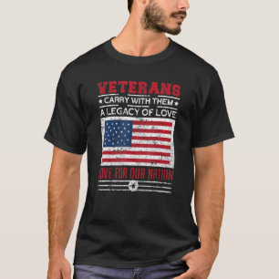 T-shirt Veterans Love For Our Nation USA Flag Fier Amériqu
