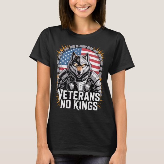 T-shirt Veterans No Kings Wolf Design for Proud Military (Devant)