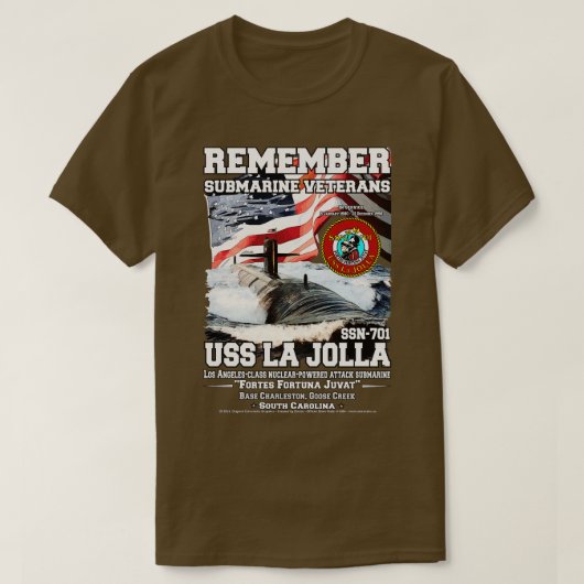 T-shirt Vétérans sous-marins USS La Jolla SSN701 (Design devant)
