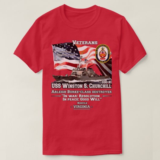T-shirt Vétérans USS Winston S Churchill DDG81 (Design devant)
