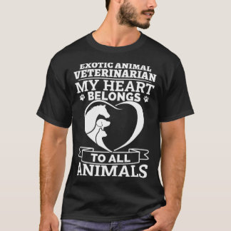 T-shirt Vétérinaire Animal Exotique Mon Coeur Appartient À