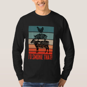 T-shirt Viande Manger Vache Fumeur Griller Je Fumer Que