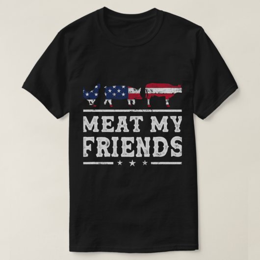 T-shirt Viande Mes Amis Grilling Pitmaster Fumer Grillmas (Design devant)