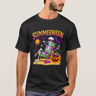 T-shirt Vibations de l'étéween squelette de citrouille Vac
