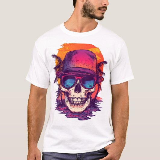 T-shirt Vibe de crâne tropical (Devant)