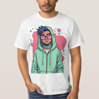 T-shirt Vibe de rue à capuche - Style Cool urbain Tee