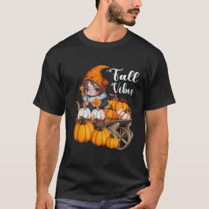 T-shirt Vibes Automne Gnome Citrouille Bonjour Vibes Autom