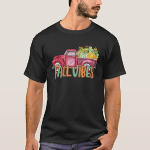 T-shirt Vibes Automne Rétro Camion Citrouille Automne Than
