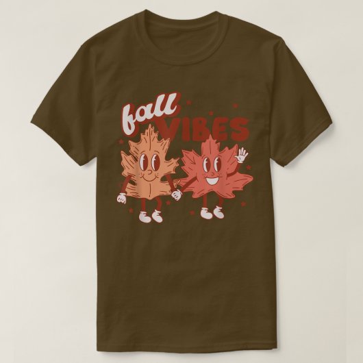 T-shirt Vibes Automne Rétro Feuilles Happy Automne Thanksg (Design devant)