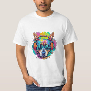 T-shirt Vibes canines super : Chien Cool avec casque