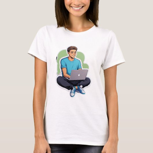 T-shirt Vibes Concentrés – Mode Ordinateur Portable Activé (Devant)