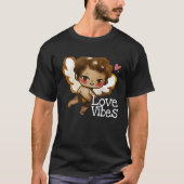 T-shirt Vibes d'amour mignonnes Black Brown Angel Inspirat (Devant)