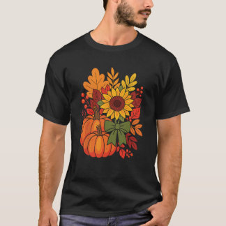 T-shirt Vibes d'automne Cosy Season Citrouille Patch Autom