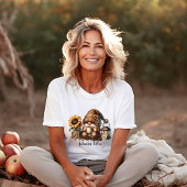 T-shirt Vibes d'automne mignonnes Aquarelle Gnome