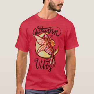 T-shirt Vibes d'automne Moon Witch Black Fairy Art
