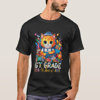 T-shirt Vibes de 1re année Chat Kitten Retour à l'école Pr