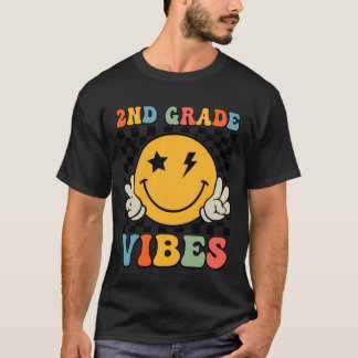 T-shirt Vibes de 2e année Rétro Groovy Retour à l'école De