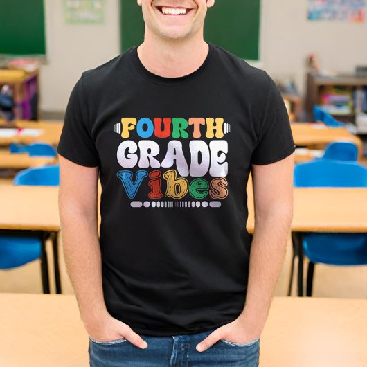 T-shirt Vibes de 4e année Retour à l'école