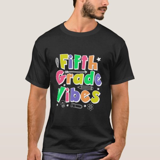 T-shirt Vibes De 5E Année Retour À L'École 5E Année Équipe (Devant)