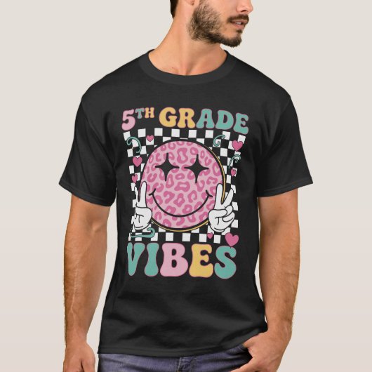 T-shirt Vibes De 5E Année Super Retour À L'École Cinquième (Devant)