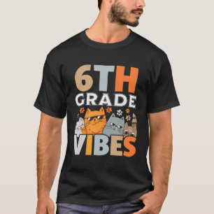 T-shirt Vibes De 6E Année De Retour À L'École Cute Cat Boy