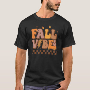 T-shirt Vibes de automne rétro Leopard Lightning Bolt Auto