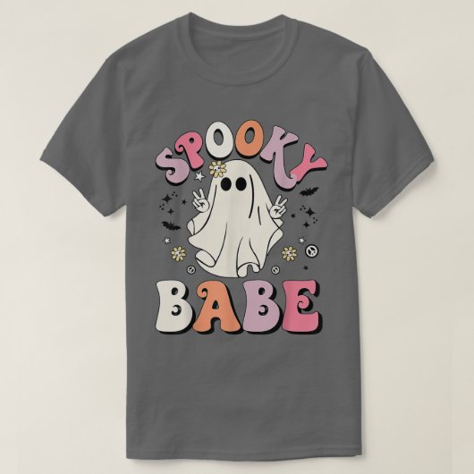 T-shirt Vibes de bébé Éffrayant super Retro Floral Ghost H (Design devant)