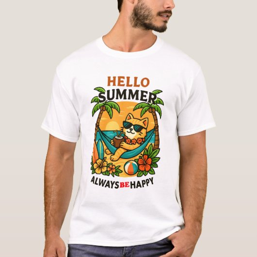 T-shirt Vibes de chat d'été (Devant)