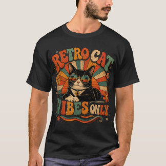 T-shirt Vibes de chat rétro uniquement Design de chat vint
