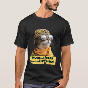T-shirt Vibes de chats cool - Hipster Kitty avec casque
