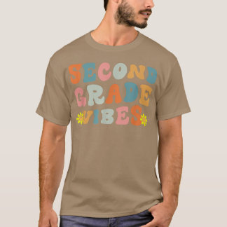 T-shirt Vibes de deuxième année Retro Enseignant Enfants d